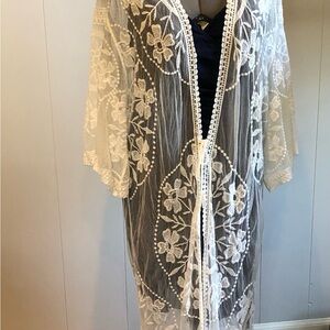 Elegant Sheer Lace Kimono